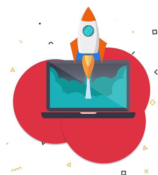 Rocket flying into the sky